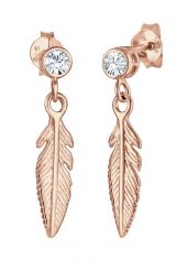 Elli Damskie kolczyki wiszące Pióro Boho z kryształem w srebrze próby 925 Sterling Silver Kolczyki 1 ct. Szare kolczyki Elli, srebrne. Za 203.99 zł.