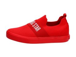 Czerwone tenisówki damskie Big Star Ff274220. Czerwone trampki BIG STAR, bez wzorów, z tkaniny, retro, bez zapięcia. Za 119.92 zł.
