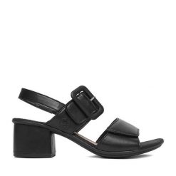 Sandały Rieker. Czarne sandały Rieker, bez wzorów, bez obcasa, na słupku, bez zapięcia. Za 329.99 zł.
