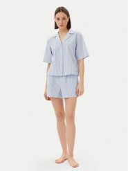 Tommy Hilfiger Piżama UW0UW05799 Błękitny Regular Fit. Niebieskie piżamy Tommy Hilfiger, s, bez wzorów, z bawełny, bez kołnierzyka, bez ramiączek. Za 229.99 zł.