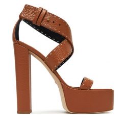 Sandały Elisabetta Franchi. Brązowe sandały Elisabetta Franchi, bez wzorów, bez obcasa, na słupku, bez zapięcia. Za 1,749.00 zł.