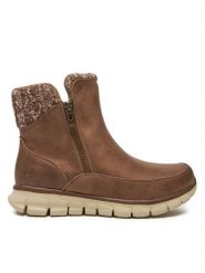 Skechers Botki Lovely Collab 167941/BRN Brązowy. Brązowe botki Skechers, bez wzorów, ze skóry, bez obcasa, na płaskiej podeszwie, bez zapięcia. Za 339.99 zł.