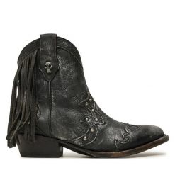 Kowbojki NEW ROCK. Czarne botki NEW ROCK, bez wzorów, rockowe, bez obcasa, na płaskiej podeszwie, bez zapięcia. Za 879.99 zł.