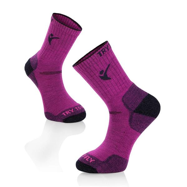Skarpety turystyczne Cyclam Merino Wool. Czerwone skarpetki TRY TO FLY, bez wzorów, z elastanu. Za 93.70 zł.