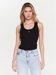 Pinko Top Calcolatore 100807 A0PU Czarny Slim Fit. Czarne topy Pinko, s, bez wzorów, z bawełny, bez kołnierzyka, bez ramiączek. Za 229.99 zł.