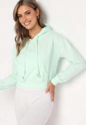 Miętowa Bluza z Dodatkiem Bawełny z Kapturem Wykończona Ściągaczami Evista. Zielone bluzy Born2be, l, bez wzorów, z bawełny, z kapturem. W wyprzedaży za 29.74 zł.