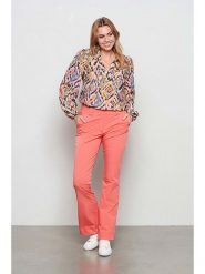 &Co Woman Spodnie "Penelope" w kolorze łososiowym rozmiar: L. Pomarańczowe spodnie materiałowe &Co Woman, bez wzorów, z materiału, z podwyższonym stanem. Za 163.95 zł.