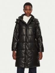 Morgan Płaszcz zimowy 242-GDON Czarny Regular Fit. Czarne płaszcze Morgan, na zimę, bez wzorów, ze skóry, bez kaptura. Za 519.99 zł.