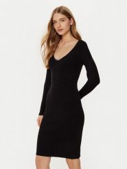 Guess Sukienka dzianinowa W5RK07 Z2YJ2 Czarny Regular Fit. Czarne sukienki Guess, m, z aplikacjami, z dzianiny, bez kołnierzyka, bez ramiączek. Za 319.99 zł.