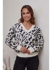 Soft Cashmere Sweter w kolorze biało-czarnym rozmiar: 34/36. Białe swetry Soft Cashmere, bez wzorów, z kaszmiru, klasyczne, bez ramiączek. Za 141.52 zł.
