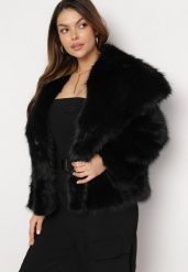 Czarna Kurtka Futro z Wsuwanymi Kieszeniami Liriena. Czarne kurtki Born2be, l, bez wzorów, z futra, eleganckie, bez kaptura. Za 239.99 zł.