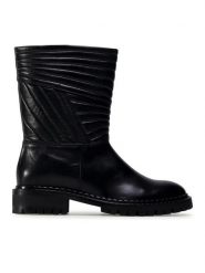 Eva Minge Botki M-33-08-000950 Czarny. Czarne botki Eva Minge, bez wzorów, ze skóry, bez obcasa, na płaskiej podeszwie, bez zapięcia. Za 319.99 zł.
