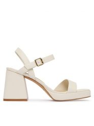 Aldo Sandały Montse 14053640 Kremowy. Białe sandały Aldo, bez wzorów, ze skóry, bez obcasa, na słupku, bez zapięcia. Za 319.99 zł.