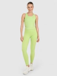 4F Legginsy treningowe szybkoschnące damskie - zielone XS. Zielone legginsy 4f, bez wzorów, z dzianiny, sportowe. Za 169.99 zł.