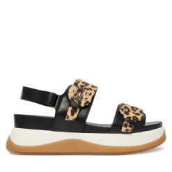 Sandały Liu Jo. Czarne sandały Liu Jo, bez wzorów, bez obcasa, na płaskiej podeszwie, bez zapięcia. Za 599.99 zł.