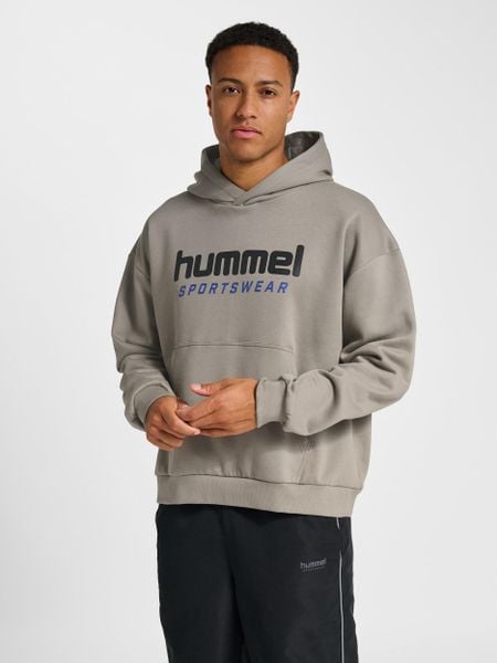Bluza z kapturem Hummel Boxy Logo. Szare bluzy z kapturem Hummel, xl, bez wzorów, z bawełny, z kapturem, do piłki ręcznej. Za 237.00 zł.