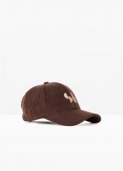 Czapka z daszkiem ze sztruksu. Brązowe czapki z daszkiem bonprix, bez wzorów, ze sztruksu. Za 64.99 zł.
