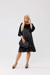 Welurowa sukienka Carina z falbankami - elegancja i kobiecy szyk PLUS SIZE XXL OVERSIZE JESIEŃ. Sukienki Moda Size Plus Iwanek, na imprezę, plus size, bez wzorów, z dzianiny, eleganckie, bez kołnierzyka, plus size, bez ramiączek, mini, oversize. Za 289.90 zł.