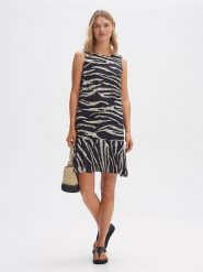 OPUS Sukienka w kolorze czarno-kremowym rozmiar: 36. Czarne sukienki Opus, bez wzorów, z wiskozy, bez kołnierzyka, bez ramiączek, mini. Za 95.92 zł.