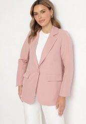 Różowa Marynarka Jednorzędowa ze Wzorem Pasków Viviella. Czerwone marynarki i żakiety Born2be, l, bez wzorów, z jeansu, eleganckie, bez ramiączek. W wyprzedaży za 101.99 zł.