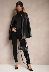 Czarne Bawełniane Spodnie o Kroju Skinny z Cyrkoniami Senviel. Czarne jeansy Renee, l, z aplikacjami, z bawełny, eleganckie. W wyprzedaży za 99.99 zł.
