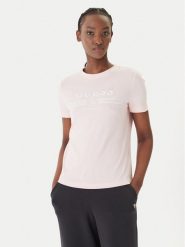Guess T-Shirt V6GI07 K2968 Różowy Regular Fit. Czerwone t-shirty Guess, l, z aplikacjami, z bawełny, bez kołnierzyka, bez ramiączek. Za 154.99 zł.