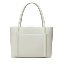 Torebka Calvin Klein. Białe shopper bag Calvin Klein, bez wzorów, klasyczne, bez dodatków. Za 359.99 zł.