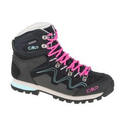 Damskie buty trekkingowe w średnim wieku CMP Athunis WP. Czarne trekkingi CMP, bez wzorów, z gumy, bez zapięcia, outdoorowe. Za 599.99 zł.
