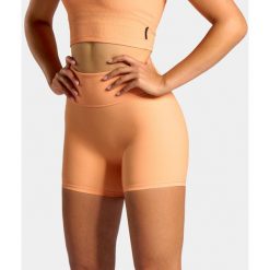 Szorty sportowe damskie żebrowane. Brązowe szorty sportowe NORDICDOTS, bez wzorów, z nylonu, na fitness i siłownię. Za 235.00 zł.