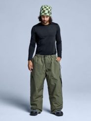 Spodnie narciarskie - Unisex - Luźny krój - Park - Oliwkowo-zielone. Zielone spodnie narciarskie POEDERBAAS, bez wzorów, z materiału, narciarskie. Za 698.52 zł.