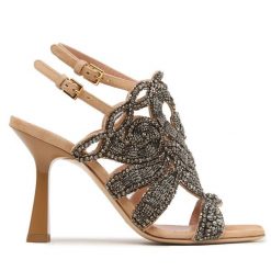 Sandały Alberta Ferretti. Szare sandały Alberta Ferretti, bez wzorów, bez obcasa, na słupku, bez zapięcia. Za 3,129.00 zł.