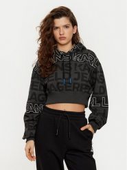Karl Lagerfeld Jeans Bluza A1W20067 Czarny Cropped Fit. Czarne bluzy Karl Lagerfeld Jeans, l, bez wzorów, z bawełny, bez kaptura. Za 359.99 zł.