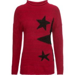 Sweter dzianinowy bonprix czerwony chili-czarny. Swetry marki bonprix. Za 37.99 zł.
