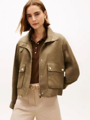Tommy Hilfiger Lniana kurtka Kobiety len zielony, M. Zielone kurtki Tommy Hilfiger, m, bez wzorów, ze lnu, bez kaptura. Za 849.95 zł.
