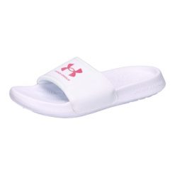 Klapki damskie Under Armour Ignite Select. Białe klapki Under Armour, bez wzorów, sportowe, bez obcasa, bez zapięcia. Za 179.50 zł.