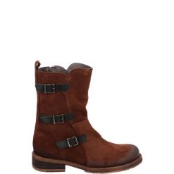 ZAMSZOWE BOTKI C876 BROWN-BLACK. Brązowe botki Venezia, bez wzorów, ze skóry, bez obcasa, bez zapięcia. Za 299.00 zł.