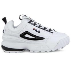 Buty sportowe damskie FILA Disruptor Low. Białe buty treningowe Fila, bez wzorów, bez zapięcia. Za 515.99 zł.