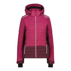 Damska kurtka narciarska softshell CMP. Czerwone kurtki narciarskie CMP, bez wzorów, z softshellu, bez kaptura, narciarskie. W wyprzedaży za 716.25 zł.
