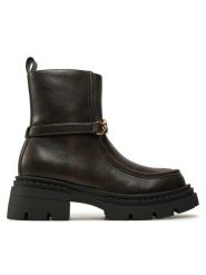 TWINSET Botki 242TGT110 Brązowy. Brązowe botki Twinset, bez wzorów, ze skóry, bez obcasa, na płaskiej podeszwie, bez zapięcia. Za 829.99 zł.
