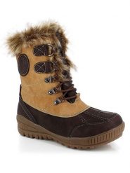 Kimberfeel Kozaki zimowe "Elena" w kolorze jasnobrązowym rozmiar: 37. Brązowe kozaki Kimberfeel, na zimę, bez wzorów, z materiału, eleganckie, z okrągłym noskiem, bez obcasa, bez zapięcia. Za 205.45 zł.