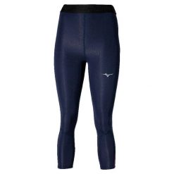 Damskie legginsy 3/4 Mizuno Core Impulse. Niebieskie legginsy Mizuno, bez wzorów, sportowe. Za 219.50 zł.