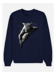 WOOOP Bluza "Moon Cat" w kolorze granatowym rozmiar: XL. Niebieskie bluzy bez kaptura Wooop, xl, bez wzorów, bez kaptura. Za 100.99 zł.