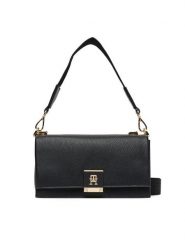 Tommy Hilfiger Torebka Her Med Crossover AW0AW17726 Czarny. Czarne torebki klasyczne Tommy Hilfiger, bez wzorów, ze skóry, bez dodatków. Za 399.99 zł.