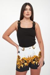 Top damski z klamrami VERSACE JEANS COUTURE. Topy Versace Jeans Couture, l, bez wzorów, z jeansu, bez kołnierzyka, bez ramiączek. Za 949.00 zł.