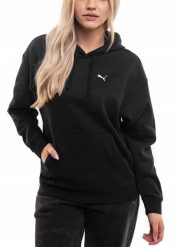 Bluza damska Puma ESS Comfort Hoodie FL. Czarne bluzy z kapturem Puma, m, bez wzorów, z bawełny, z kapturem, na golfa. Za 168.99 zł.