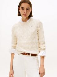 Tommy Hilfiger Sweter z dzianiny Kobiety Wełna beżowy, L. Brązowe swetry Tommy Hilfiger, l, bez wzorów, z dzianiny, eleganckie, bez ramiączek. Za 479.95 zł.