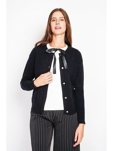 William de Faye Kardigan w kolorze czarnym rozmiar: 34. Czarne swetry William de Faye, bez wzorów, klasyczne, bez ramiączek. Za 105.38 zł.