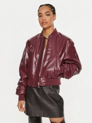 Patrizia Pepe Kurtka z imitacji skóry 8O0136 E050 Bordowy Regular Fit. Czerwone kurtki Patrizia Pepe, bez wzorów, ze skóry, bez kaptura. Za 1,229.00 zł.