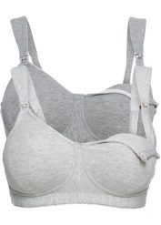 Biustonosz do karmienia piersią, bez fiszbinów (2 pary). Czarne biustonosze bonprix, bez wzorów. Za 124.99 zł.
