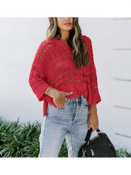 LA Angels Sweter w kolorze jagodowym rozmiar: S. Czerwone swetry LA Angels, s, bez wzorów, bez ramiączek. Za 132.05 zł.